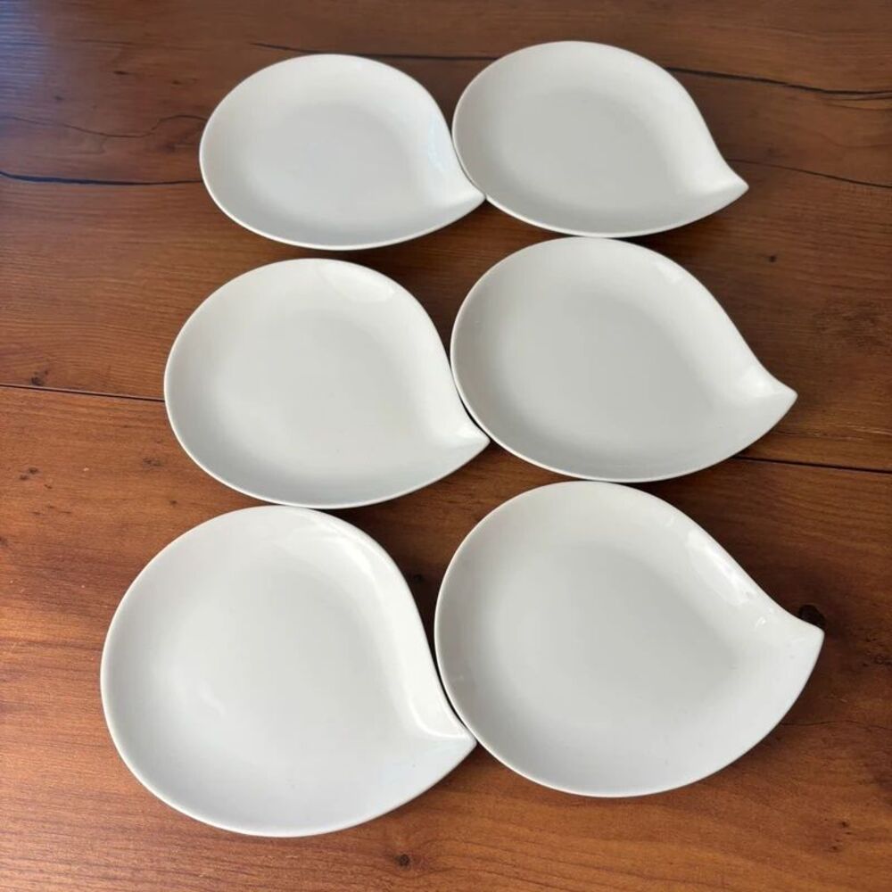 Crate and Barrel Wink Appetizer Plates Tear Drop Raindrop Set/6